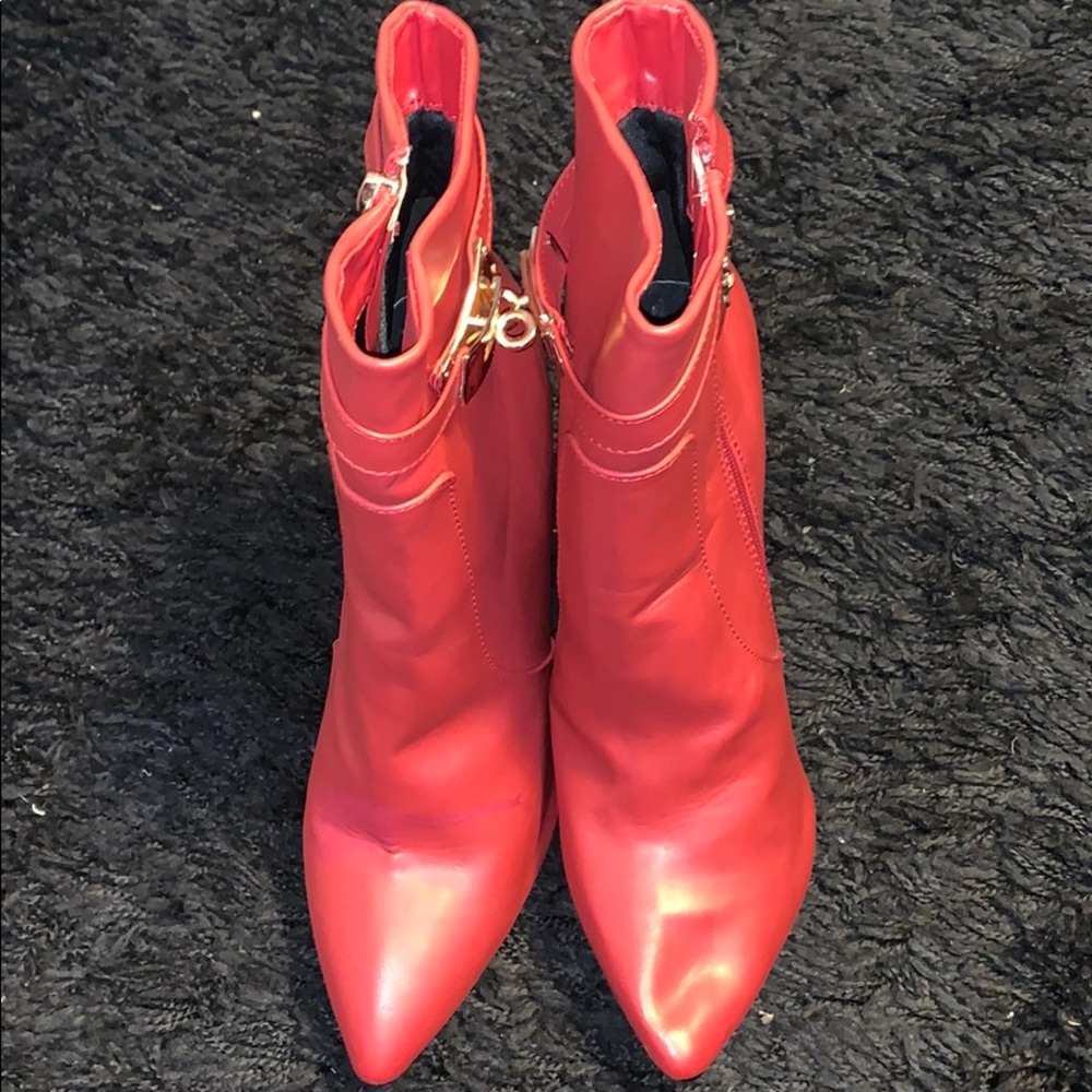 Red heel boots